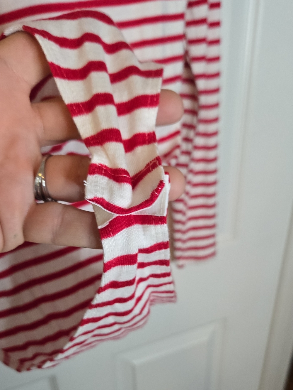 H & M Striped Red and White Long-Sleeve V-Neck Bodysuit - Picture 3 of 3